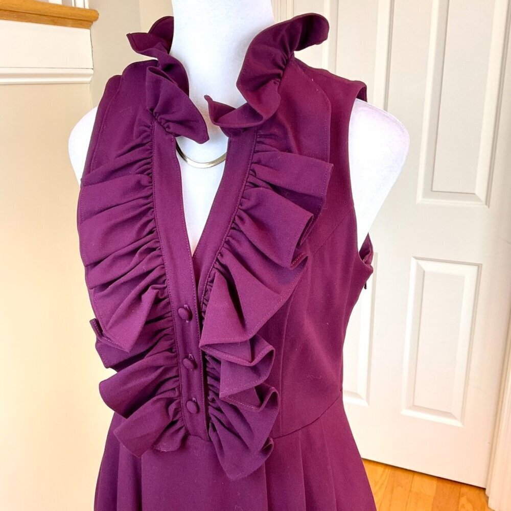 Marc New York Dress Ruffle Neck Knit Wine (6) - Picture 3 of 9